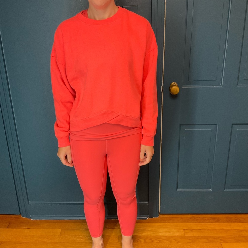 Calvin Klein Performance Fleece Crewneck Sweatshirt – Coral Red | Size Medium